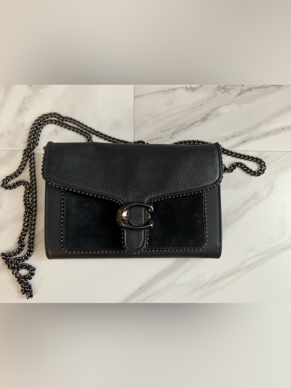 Coach Black Leather Chain Crossbody Bag
